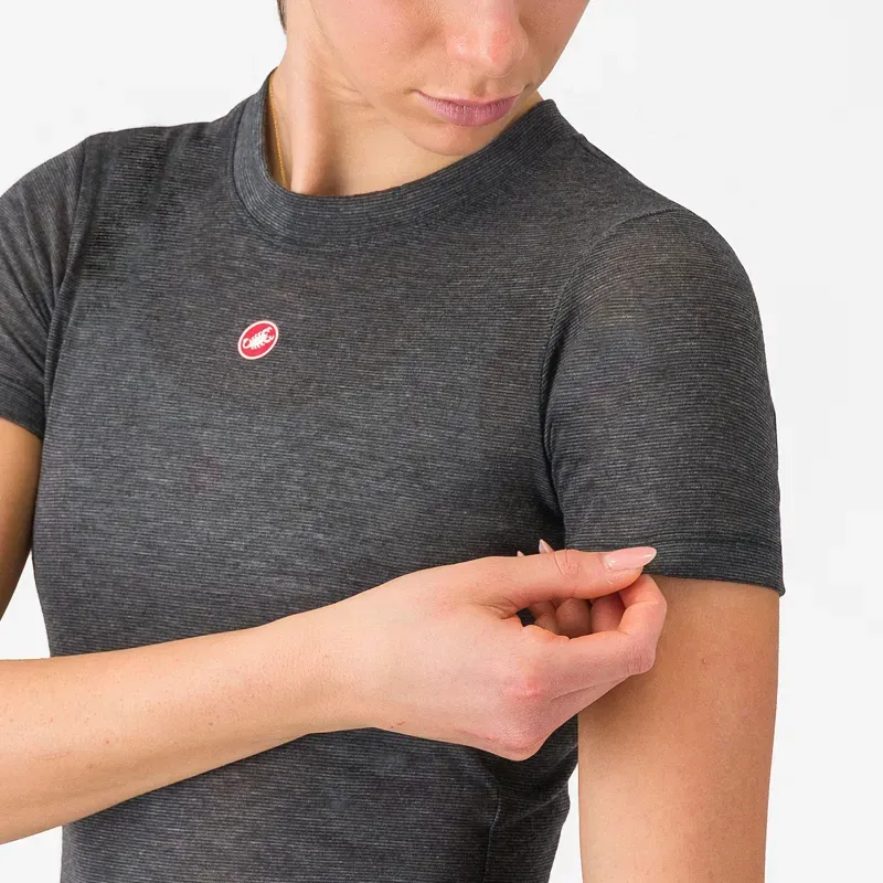 Castelli Women's Medio Short Sleeve Base Layer in Melange Grey-3