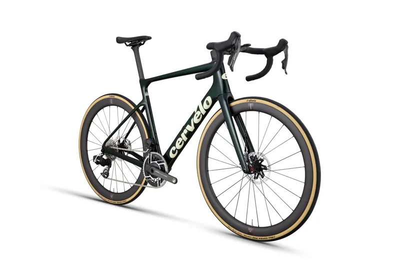 Cervelo Caledonia-5 SRAM Red AXS Emerald/Cream Carbon Road Bike-1