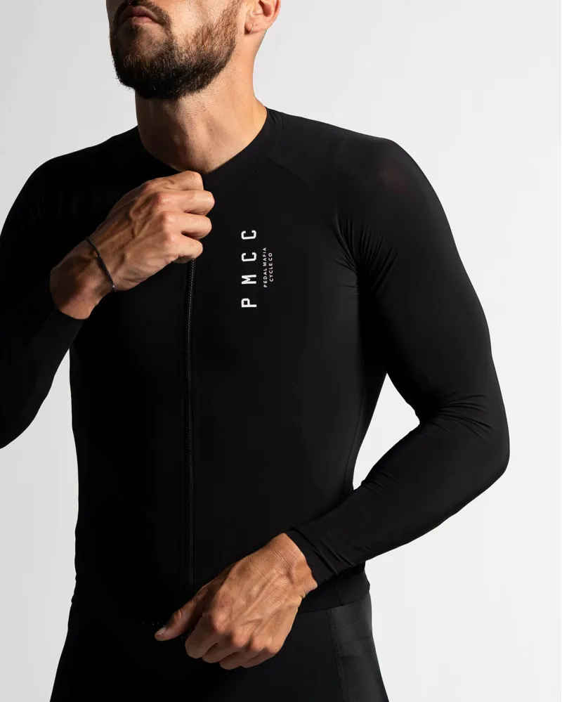 Pedal Mafia Mens Long Sleeve PMCC Jersey Black white