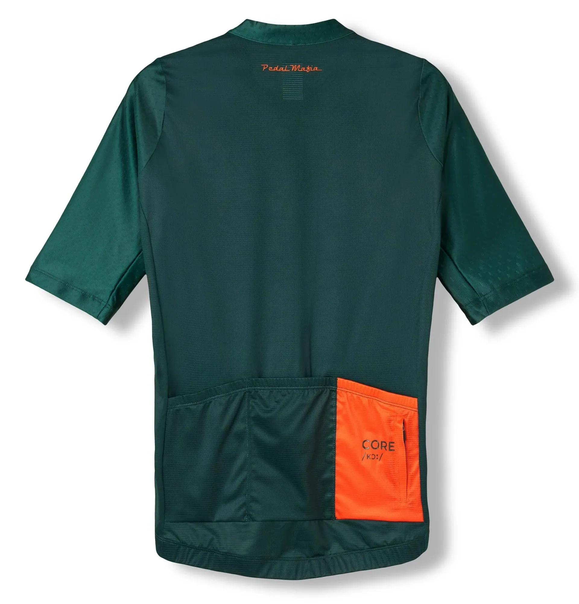 Pedal Mafia Mens Core Short Sleeve Jersey Dark Green Orange