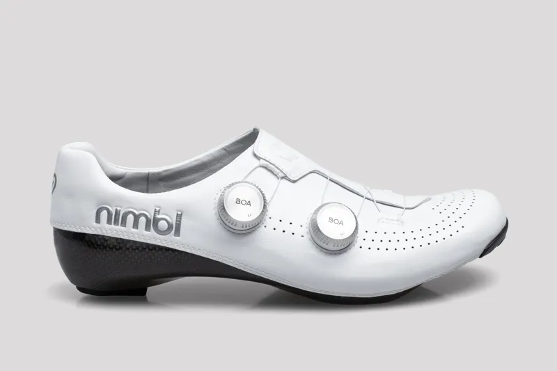 Nimbl Ultimate Glide Carbon Road Shoes in White/Silver